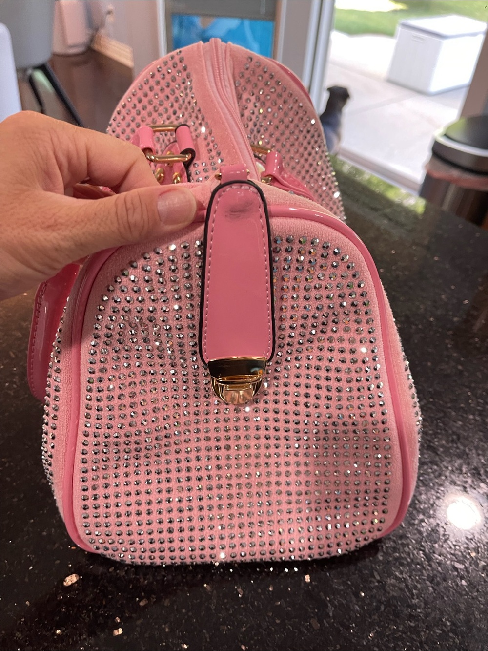 Pink Crystal-Embellished Satchel Bag - Picture 6 of 13